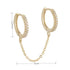 Stainless Steel Link Chain Hoop Earrings with Zirconia