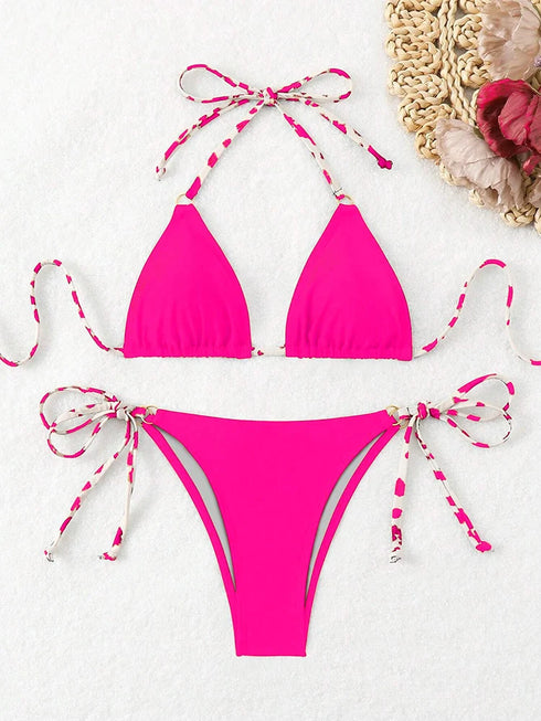 Halter Neck Micro Thong Bikini Set