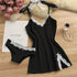 Cotton Lace Suspender Nightdress Set for Women