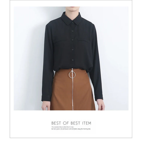 Simple Solid Color Loose Women's Chiffon Shirt Tops 2023 New Long Sleeve Casual Elegance Woman Blouses Lady Office Shirt Clothes