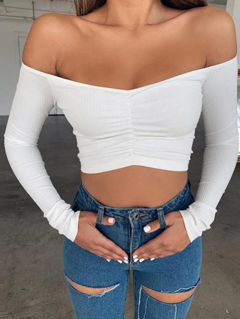 Women’s Off Shoulder Long Sleeve T-Shirt