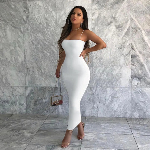 Elegant Bodycon Midi Dress for Women - Black & White