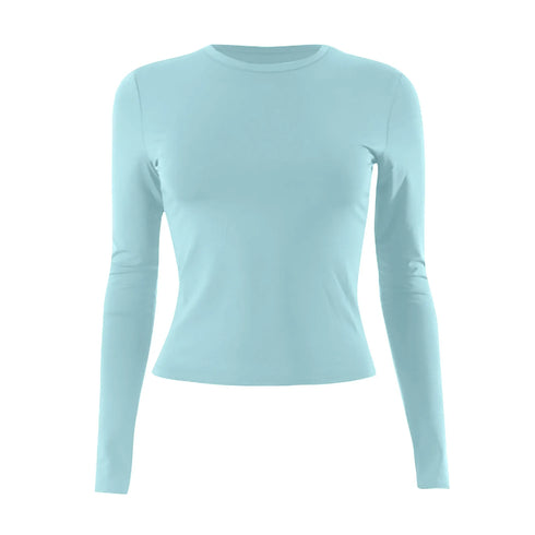 Womens Long Sleeve Bodycon Crop Top - Solid Colours