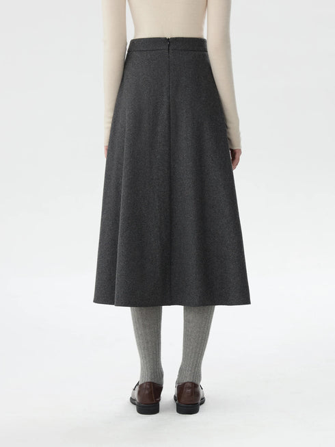 Wool High Waisted A-line Skirt for Women