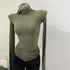 Turtleneck Long Sleeve Women's Top - See-Through Style
