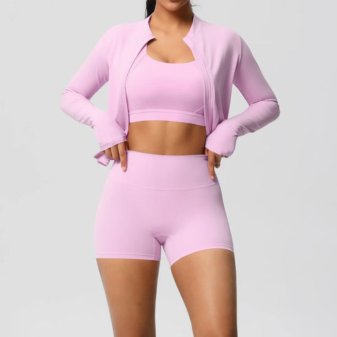 3-Piece Brown Yoga Set for Women