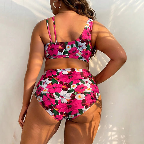 Floral Plus Size High Waist Bikini Set