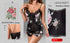 Plus Size Floral Pyjama Set - Black with Lace Trim