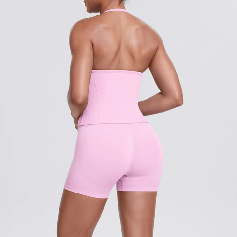 Yoga Shorts Set with Built-In Bra for Women