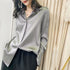 Plus Size Satin Long Sleeve Blouse for Women