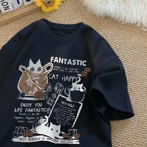Unisex Oversized Cartoon Print T-shirt in Plus Sizes