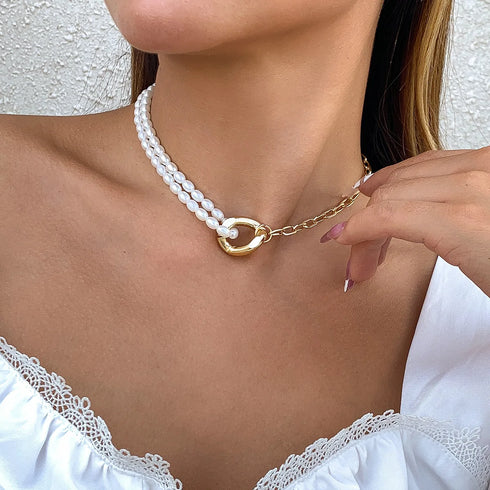 Elegant Big Pearl Choker Necklace for Women