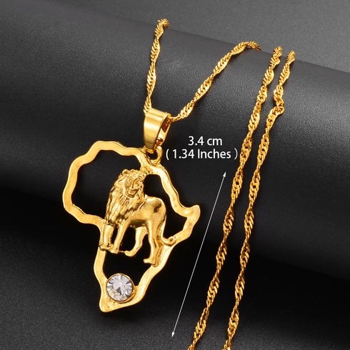 Anniyo Africa Map Pendant Necklace - Silver & Gold