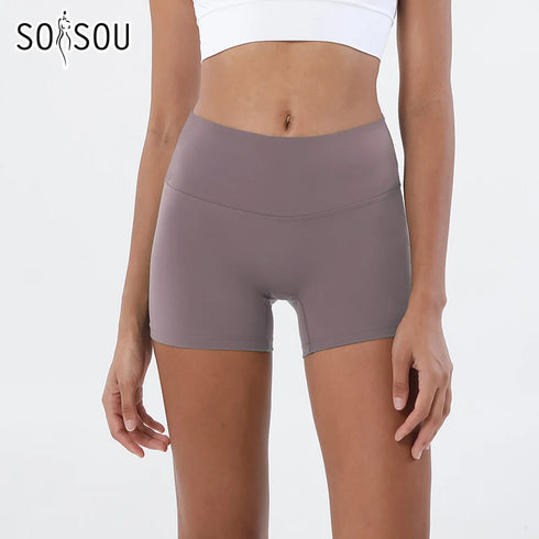 SOISOU High Waist Nylon Gym Shorts for Women
