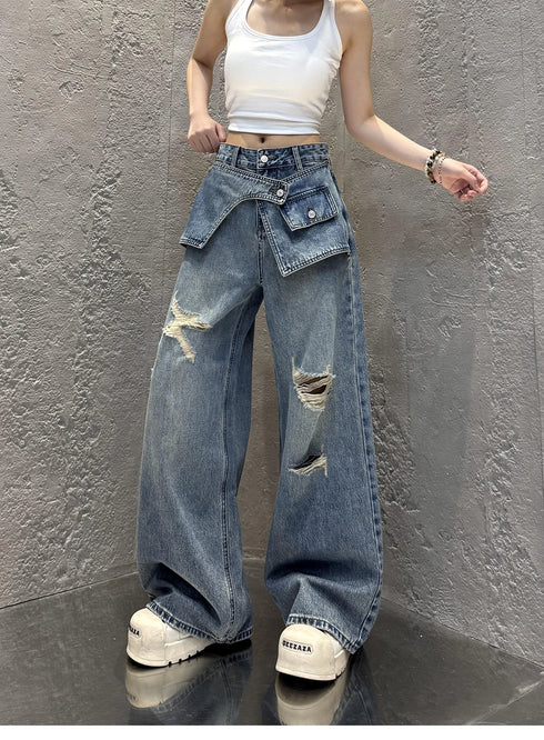 Chic Wide Leg Denim Jeans for Women