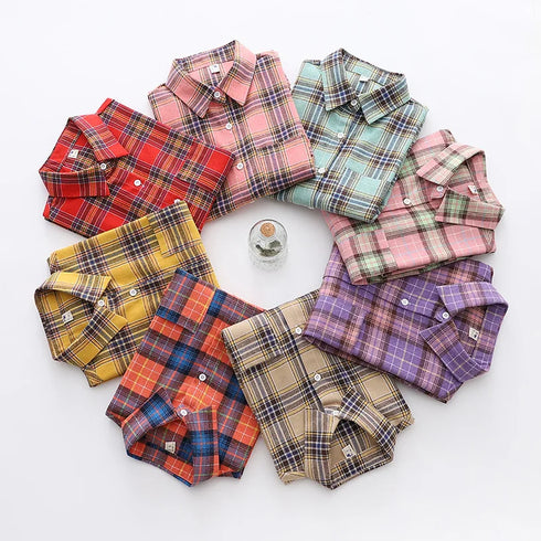 Casual Women's Flannel Plaid Shirt - Autumn Collection