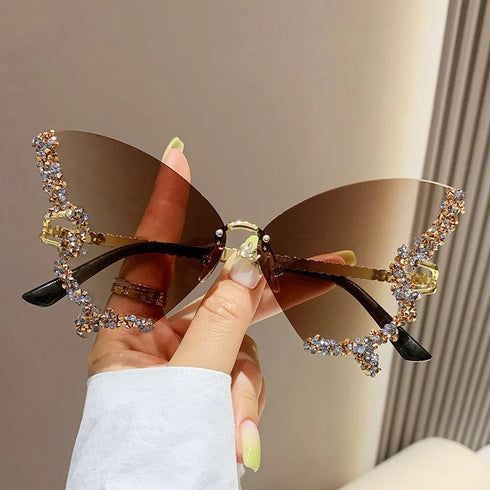 Diamond Butterfly Sunglasses with UV400 Protection