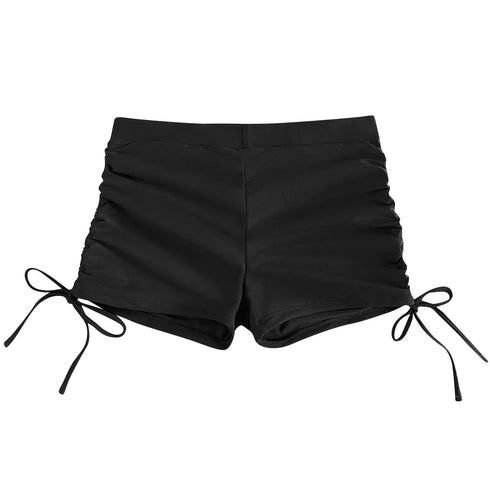 High Waist Black Bikini Bottoms with Adjustable Drawstring