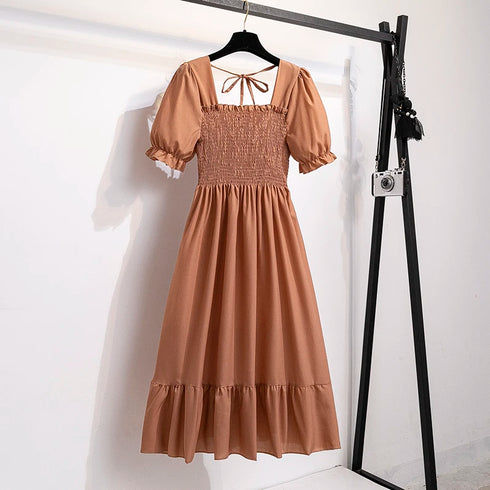 Floral A-Line Chiffon Dress with Short Sleeves