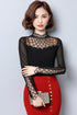 Elegant Hollow Out Lace Long Sleeve Blouse