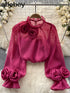 Ruffle Chiffon Blouse Summer Women Lantern Sleeve Fashion Slim Loose Vacation Ladies Y2K Casual Chic Tops