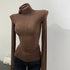 Turtleneck Long Sleeve Cotton Top for Women