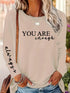 Women's Casual Loose You Are Enough Printed Long Sleeve T-shirt