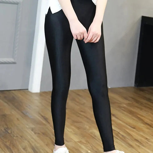Plus Size Women Shiny Black Legging High Waist Push Up Trousers