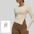 Long Sleeve O-Neck Yoga Top in Solid Colours