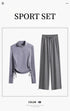 DRUR Women's 2 Piece Sweatsuit Set with Long Sleeve Top