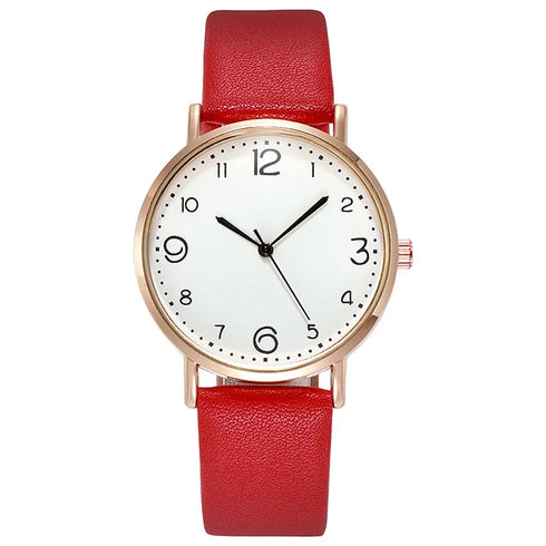 Simple Vintage Digital Face Leather Belt Women's Watch