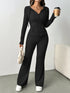 Sporty Hooded Jacket and Knitted Trousers Set
