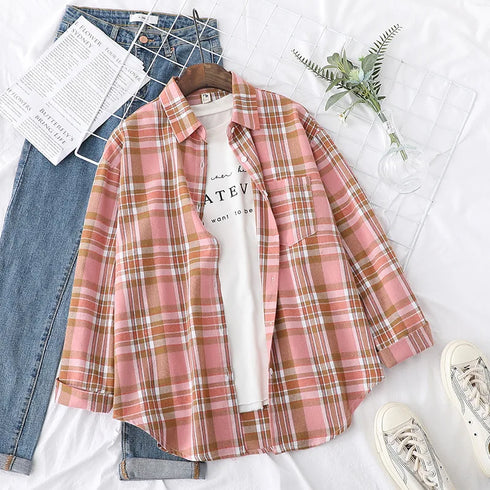 Casual Women's Flannel Plaid Shirt - Autumn Collection