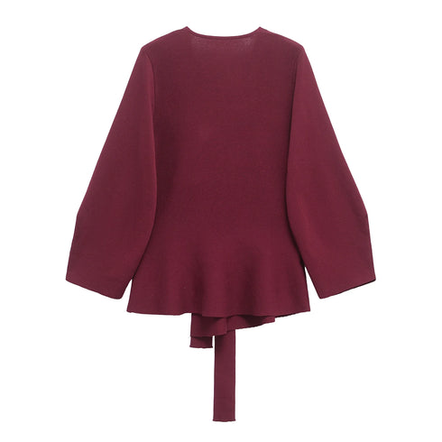 V-Neck Shoulder Pad Knit Blazer for Women