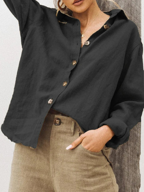Women’s Vintage Oversized Button-Up Blouse