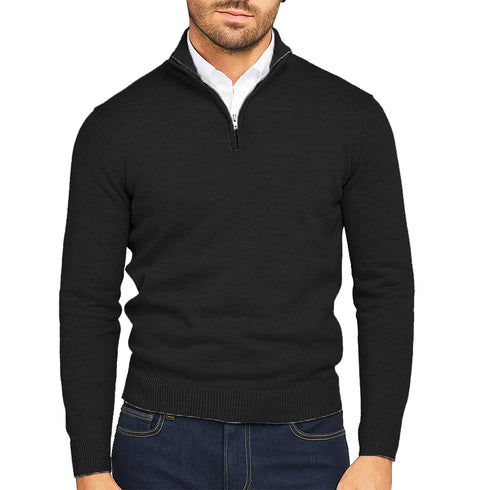 Lightweight Men's Quarter Zip Pullover Sweater