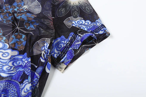 Colorful Print Backless Jumpsuit for Women