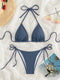 Blue Mi-Grid Bikini Set for Women
