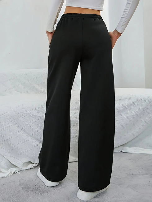 Women's Plus-Size Loose Straight Fleece Leg Sweatpants