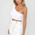 One Shoulder White Crop Top for Women