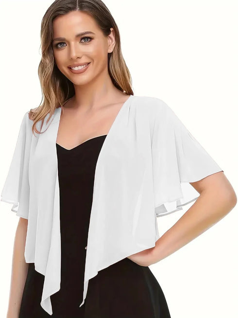 Women's Short Chiffon Cardigan with Front Opening