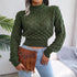 Hollow Out Long Sleeve Knitted Crop Top in Grey and Khaki