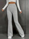 Women's Plus Size Ribbed Flare Leg Pants - Grey