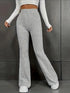 Women's Plus Size Ribbed Flare Leg Pants - Grey