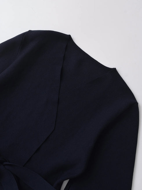 V-Neck Shoulder Pad Knit Blazer for Women