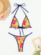 Floral Lace-Up Bikini Set for Women