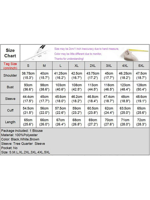 VONDA Women Fashion Blouse 2024 Elegant Autumn Tunic Tops Casual Stand Collar 3/4 Flare Sleeve Office Shirts Oversized Blusas
