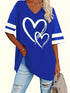 Plus Size Heart & Stripe Print T-Shirt for Women