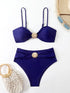 High Waist Bandeau Bikini Set in Purple