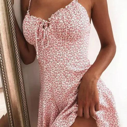 Women’s Floral Print Spaghetti Strap Mini Dress